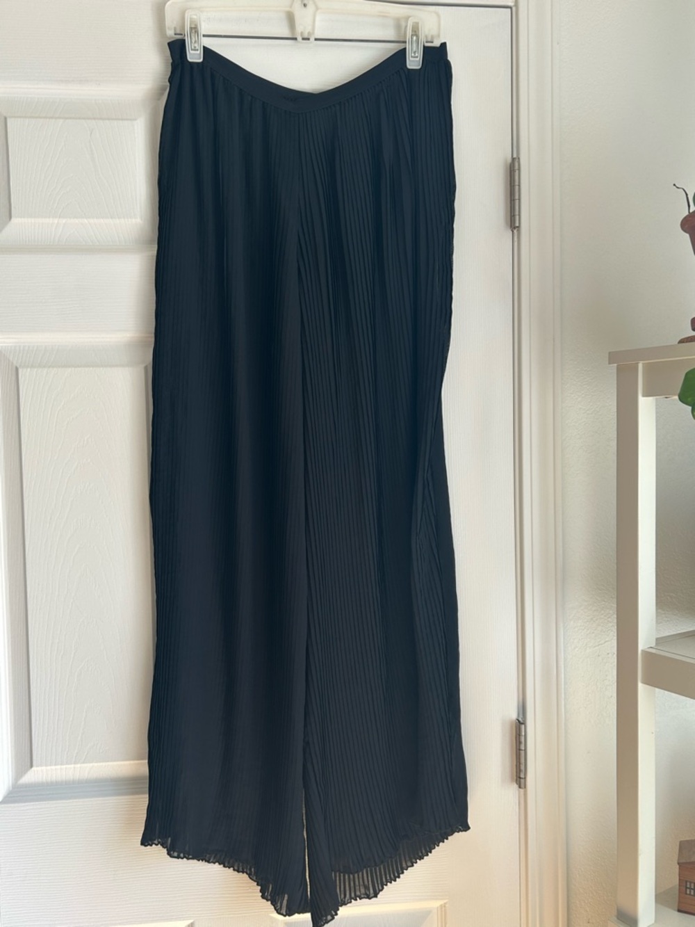 Bluebella sheer black accordion pleat wide leg pants size L